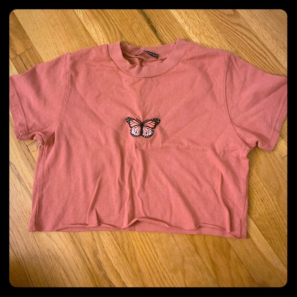 Brandy Melville Cropped Butterfly Tee